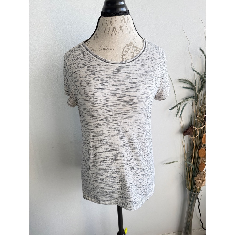 Lululemon Womens‎ Space Dye Short Sleeve Athletic T-Shirt White Grey Crew Neck